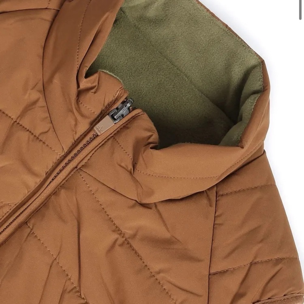 ARROW Reversible Zip Vest Quilted Fleece Cognac Brown Tan/Olive Green Men’s Sz M